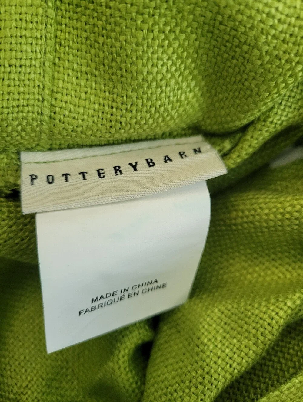 Pottery Barn Solid Linen Big Pearl Shell Button Throw Pillow Cover Green 20 x 20